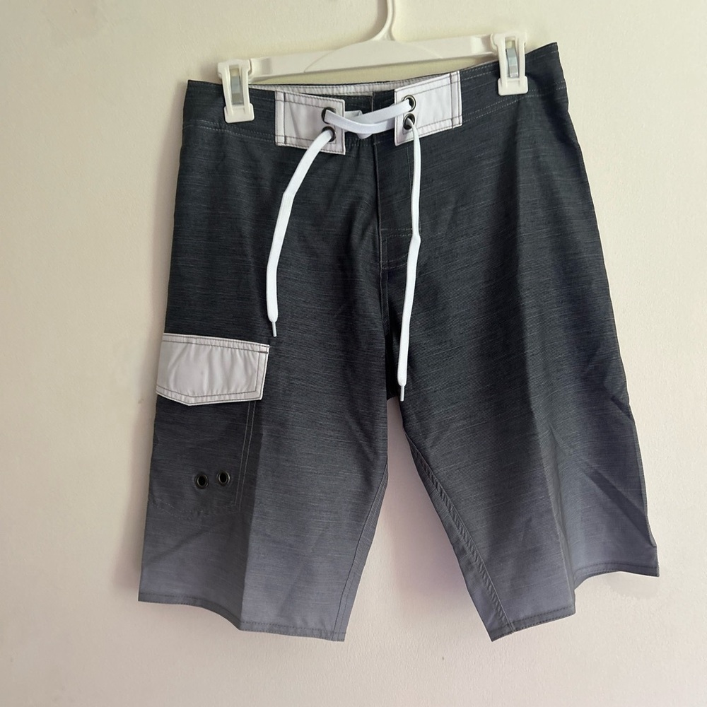 Gray and White Swimshorts